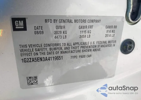 2010 Pontiac G6 z USA, uszkodzony, nr VIN 1G2ZA5EN3A4119651